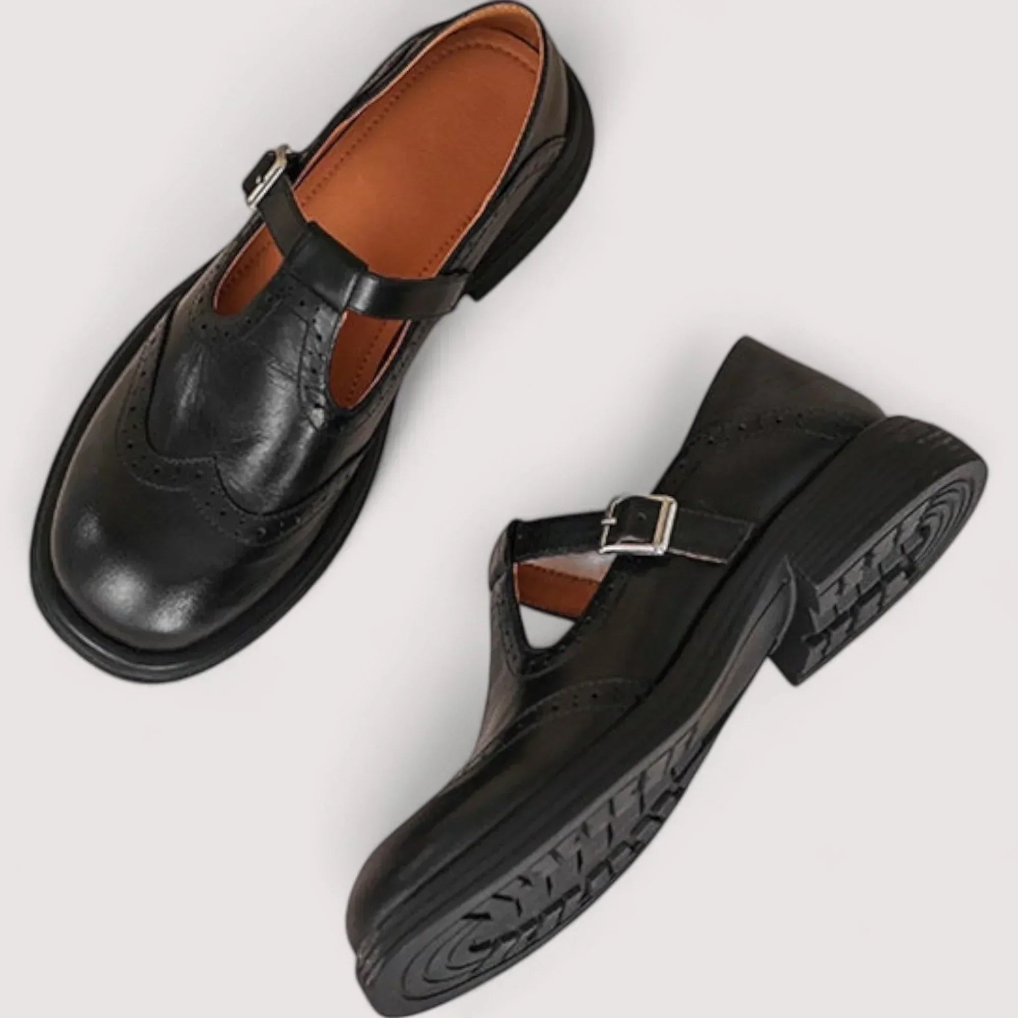 Women's Brogue T-Bar Flats