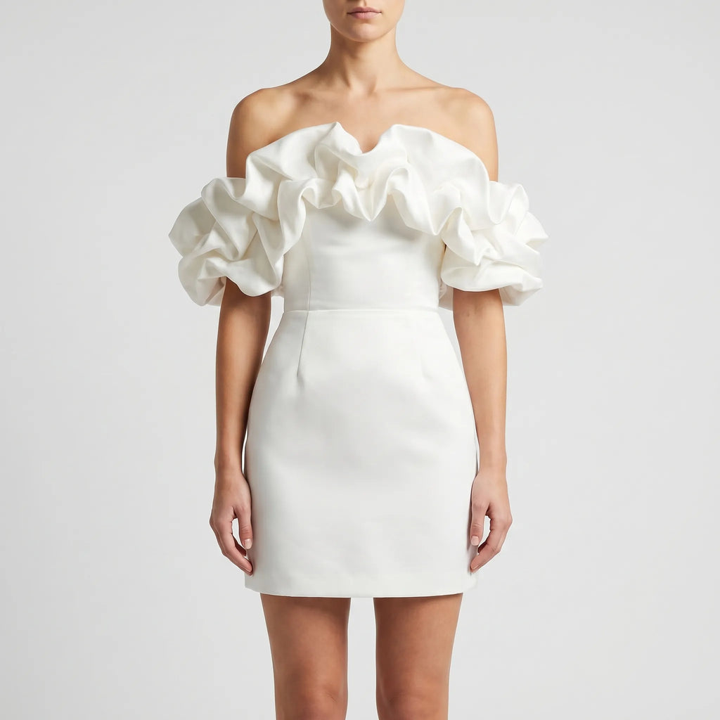 Off-Shoulder Ruffle Mini Dress