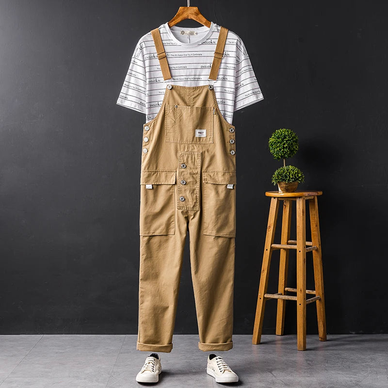 Men's Utility Cargo Bib Overalls - Black