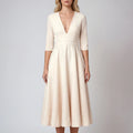 Flared V-Neck Midi Dress