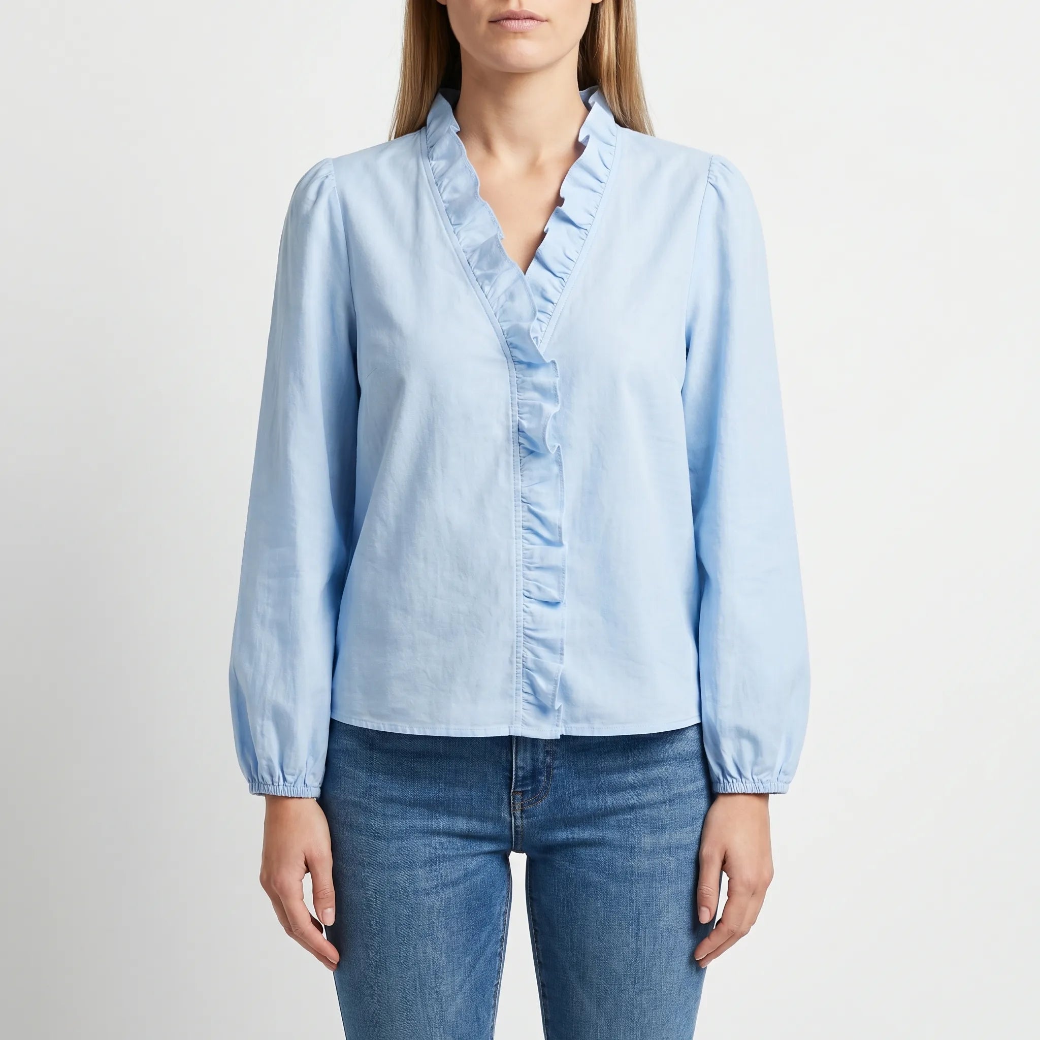 Ruffle V Neck Blouse