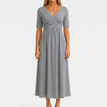 Short Sleeve Wrap Midi Dress