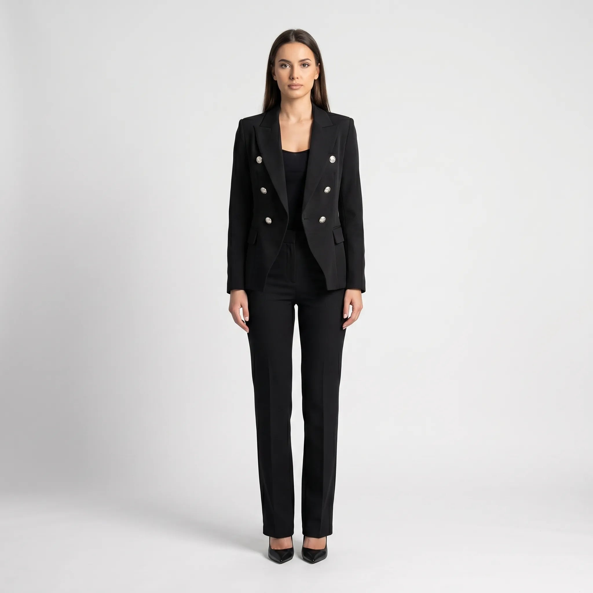 Women's Tailored Blazer and Pants 2 Piece Suit Set