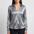 Satin V Neck Blouse