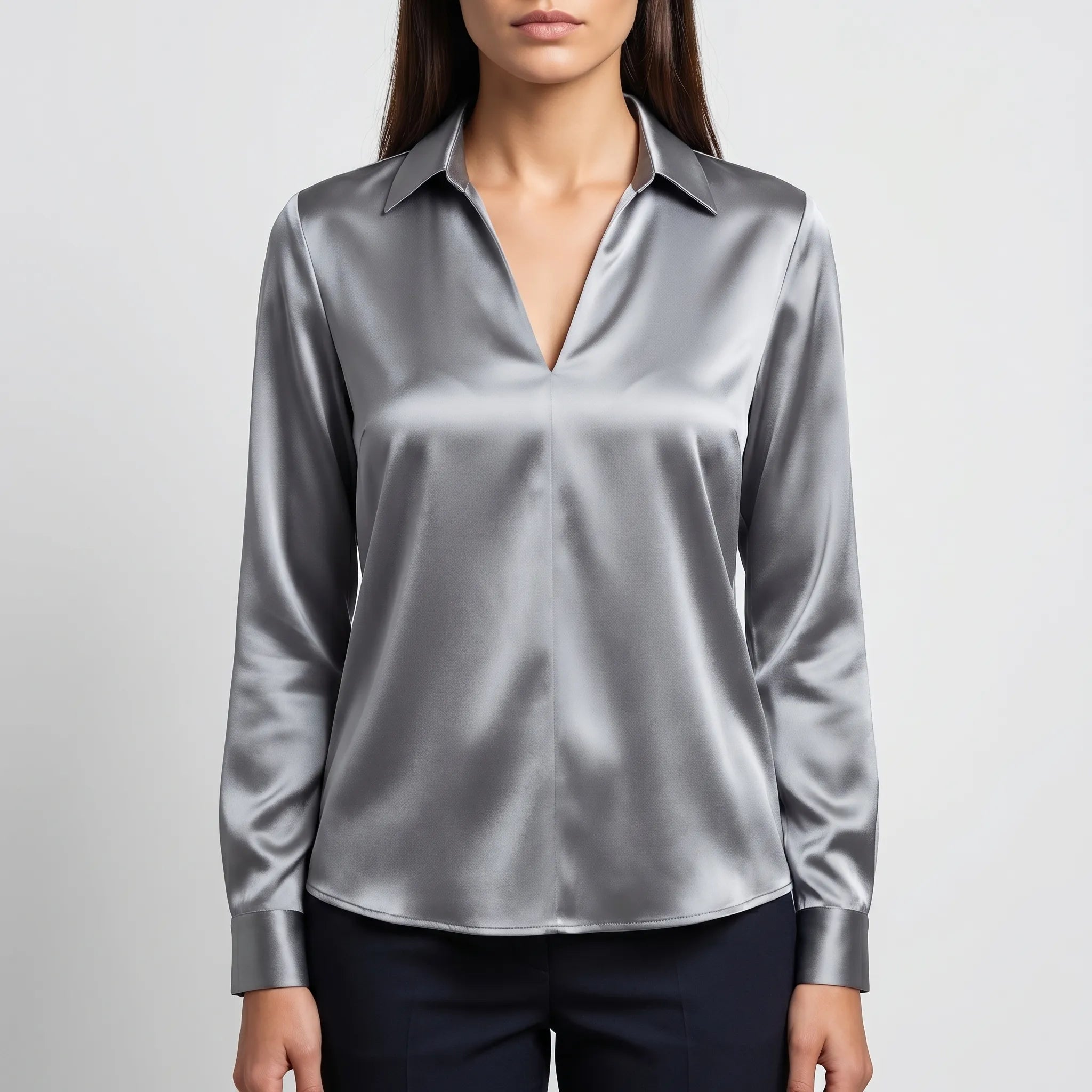 Satin V Neck Blouse