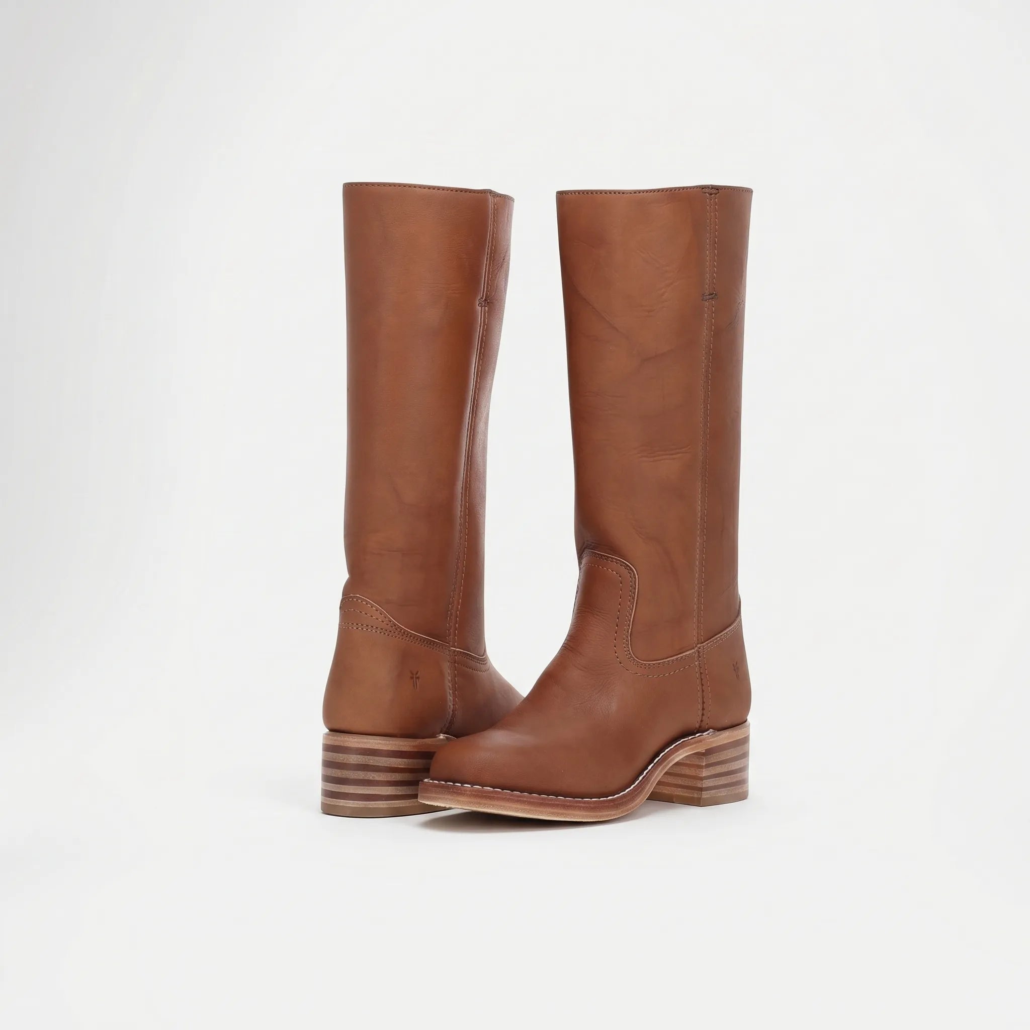 Square Toe Leather Knee High Boots