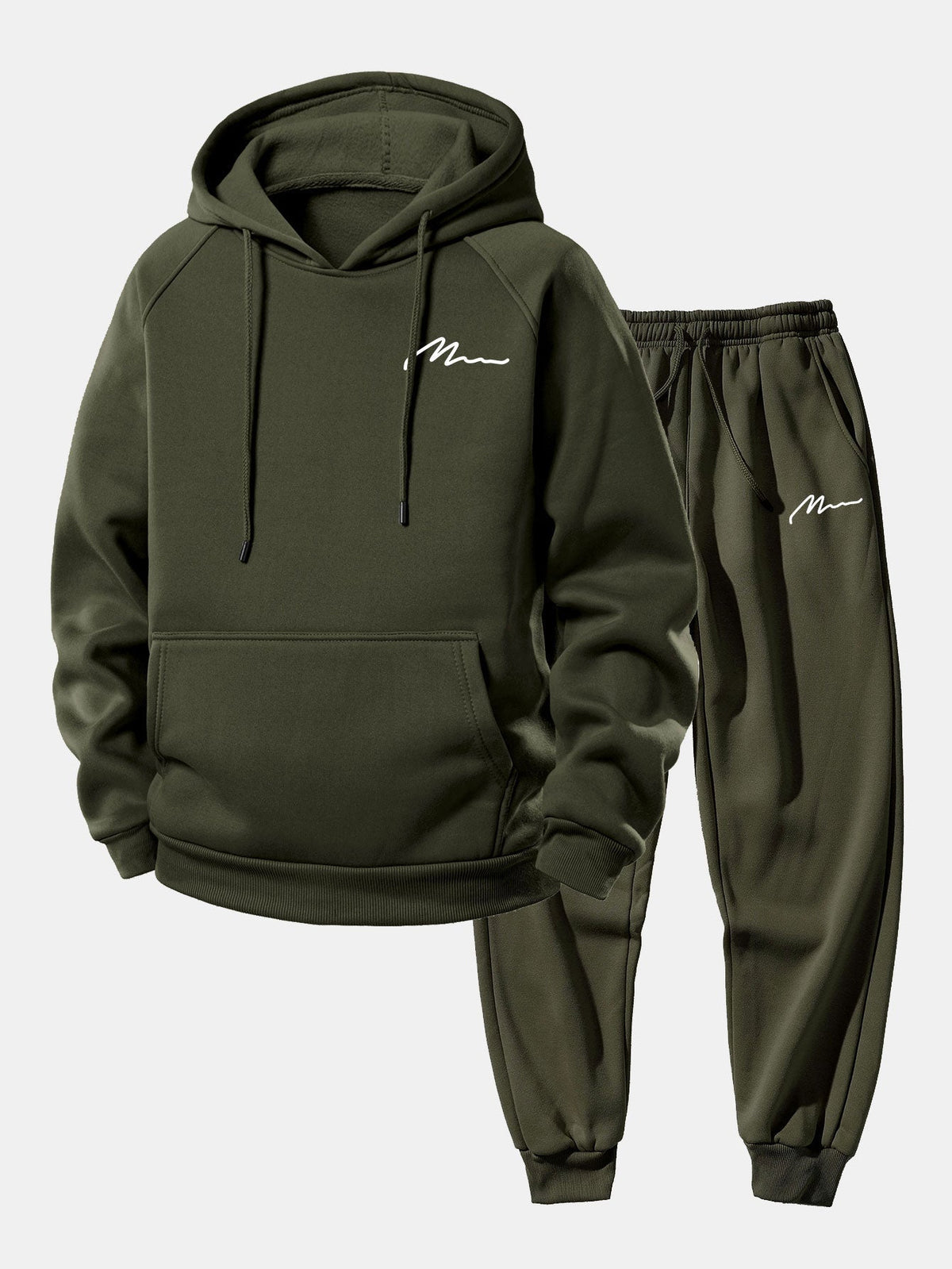 Men's Pullover Hoodie and Tapered Jogger Tracksuit - Light Gray