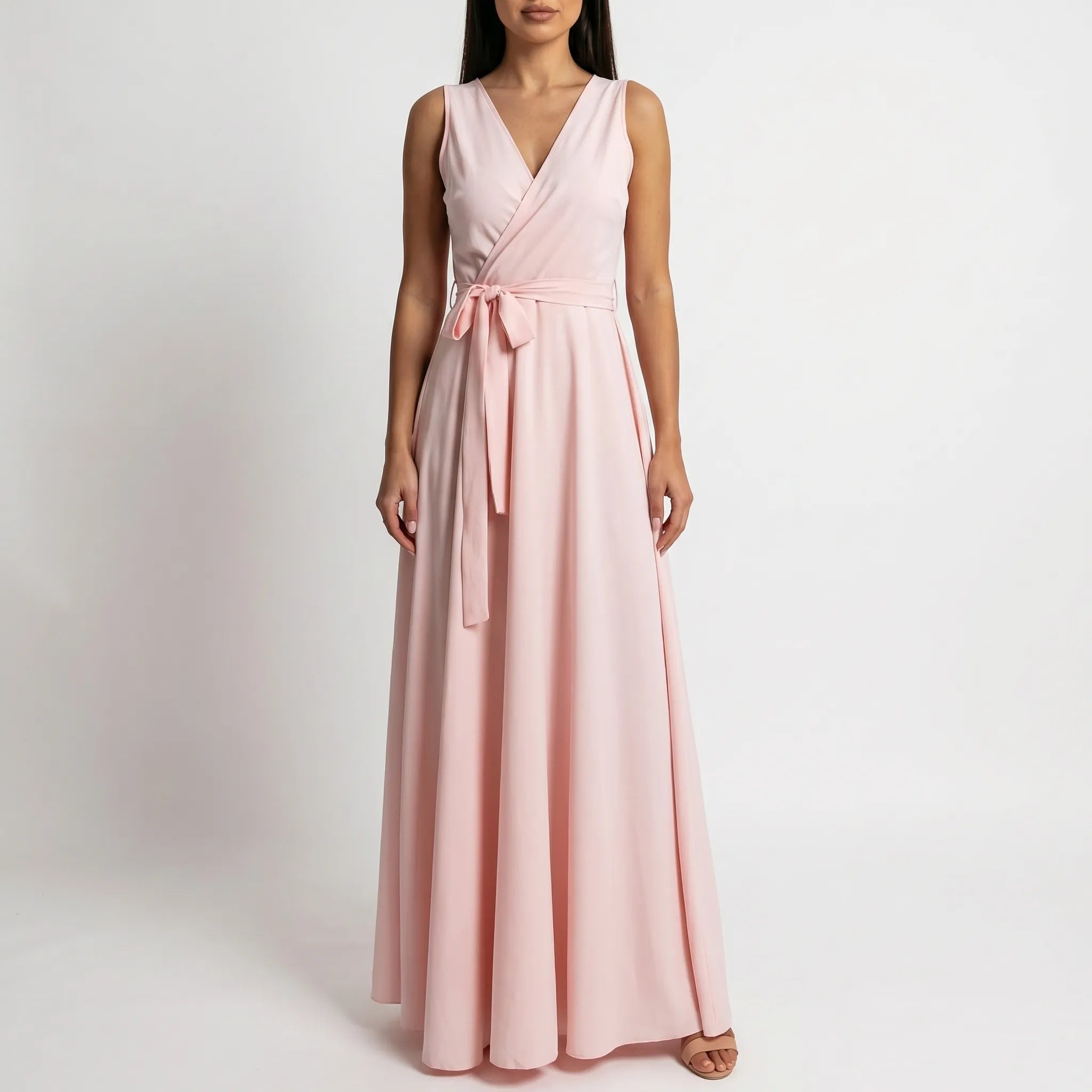 Women's Wrap Maxi Dress - Sleeveless for Wedding Guest