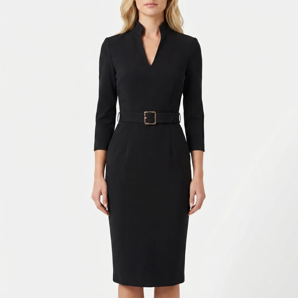 Belted Sheath Midi Dress