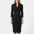 Belted Sheath Midi Dress