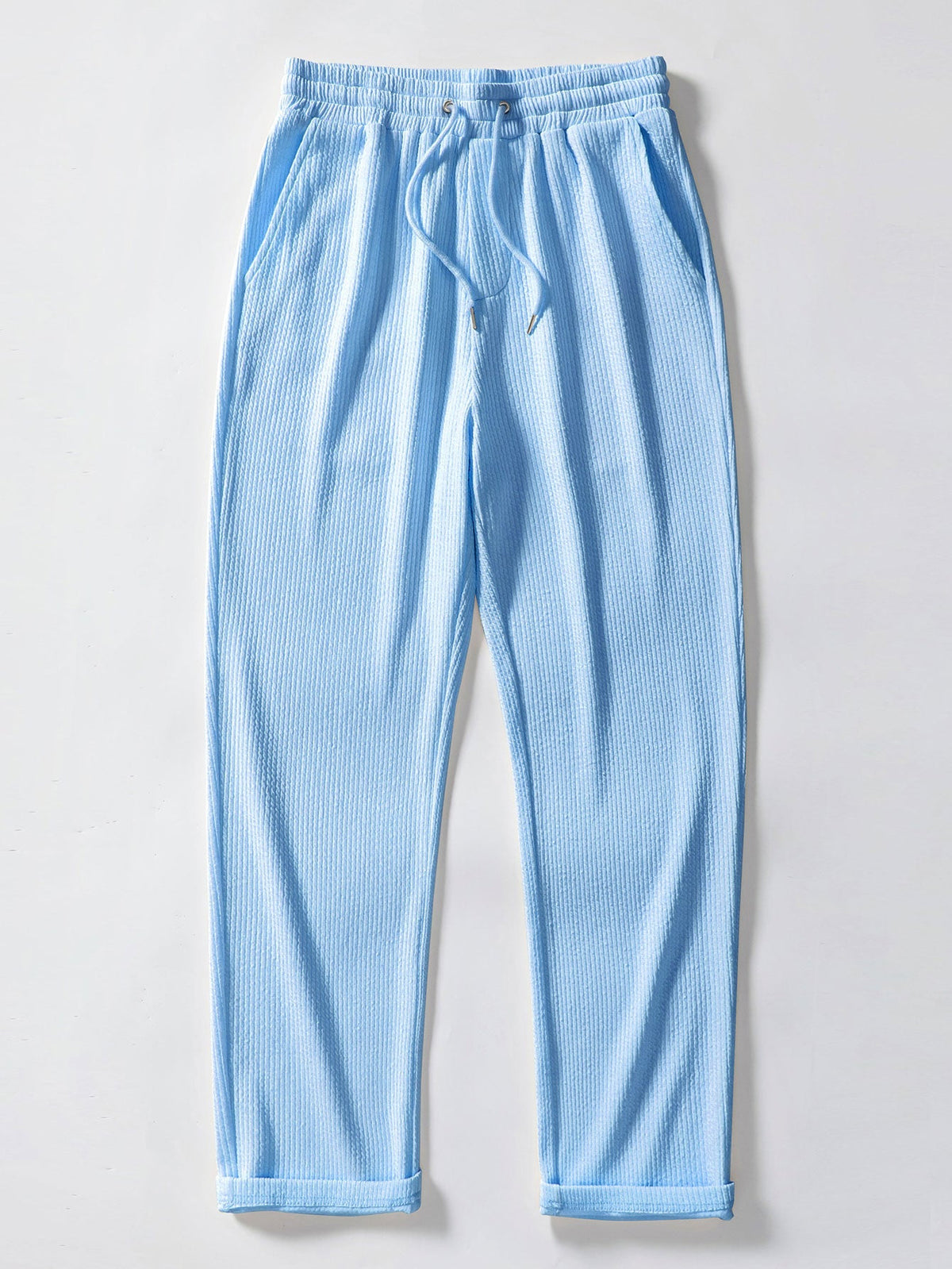 Men's Ribbed Stand-Collar Shirt and Trousers Set