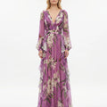 Floral Long-Sleeve Maxi Dress