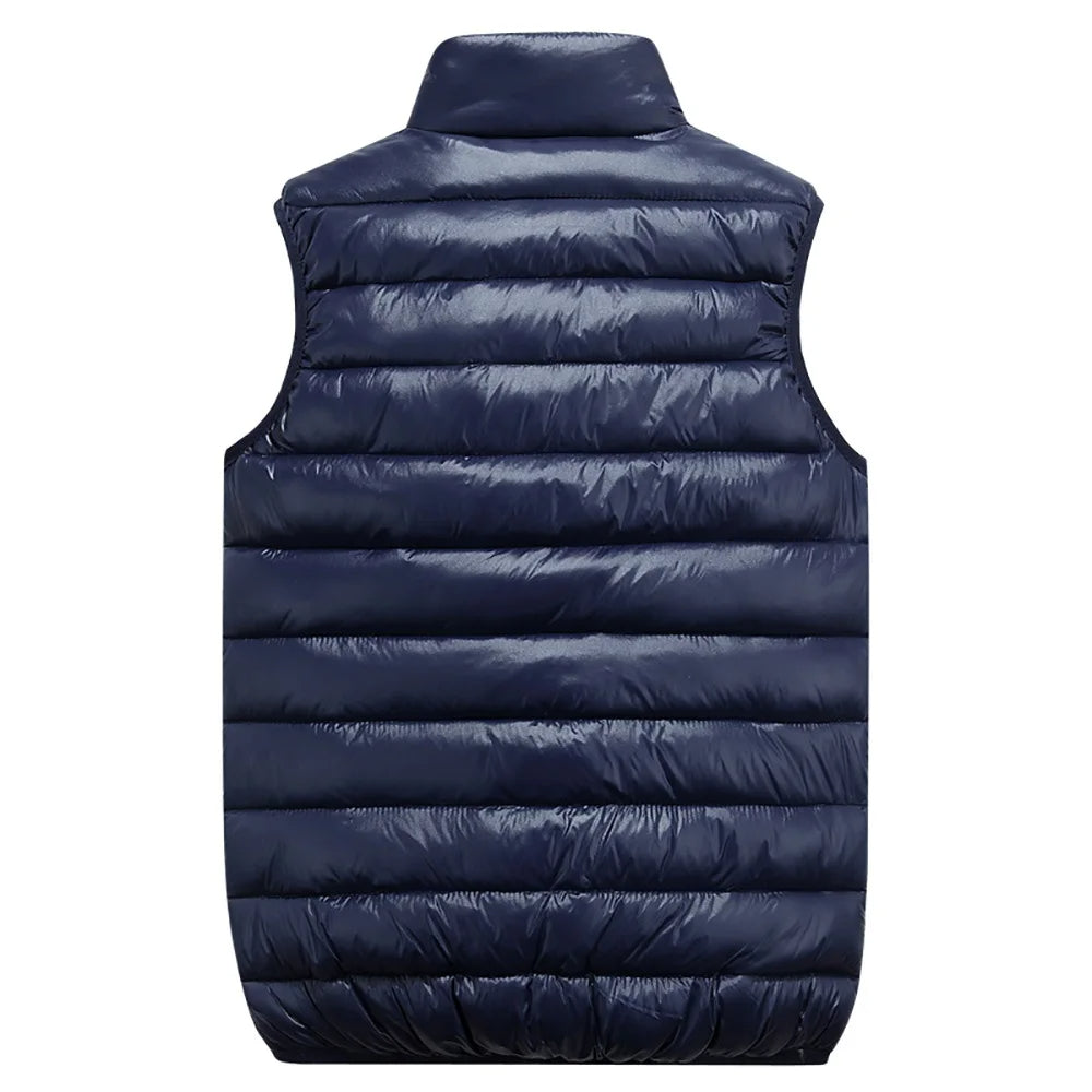 Men's Insulated Sleeveless Vest with Full Zip Front - Black