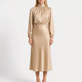 Long Sleeve High Neck Midi Dress