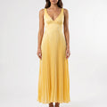 V-Neck Pleated Maxi Dress