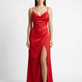 Cowl Neck High-Slit Maxi Dress
