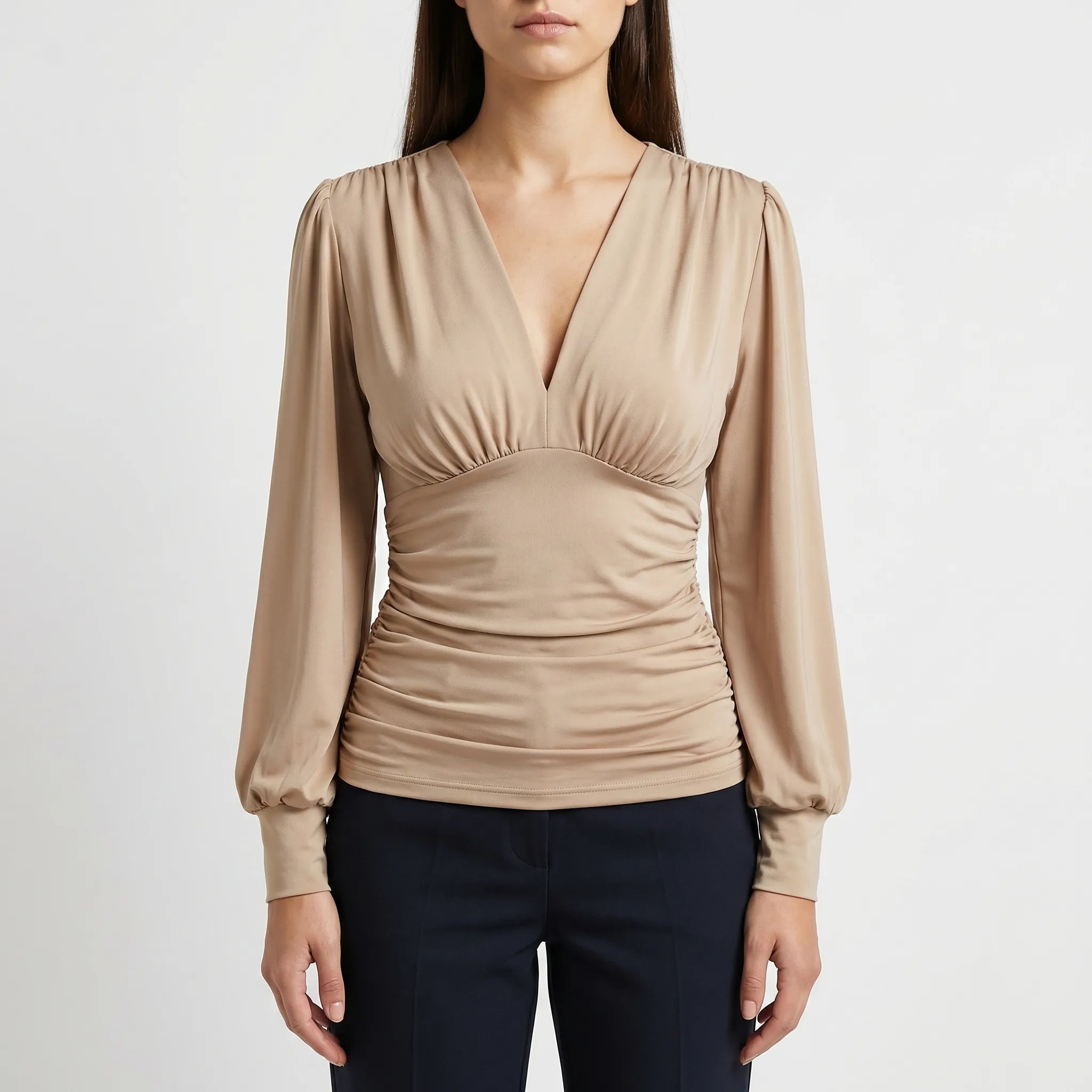 Ruched Waist Wrap Blouse