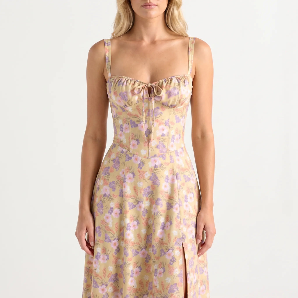 Floral Corset Midi Dress