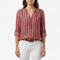 Striped V Neck Blouse