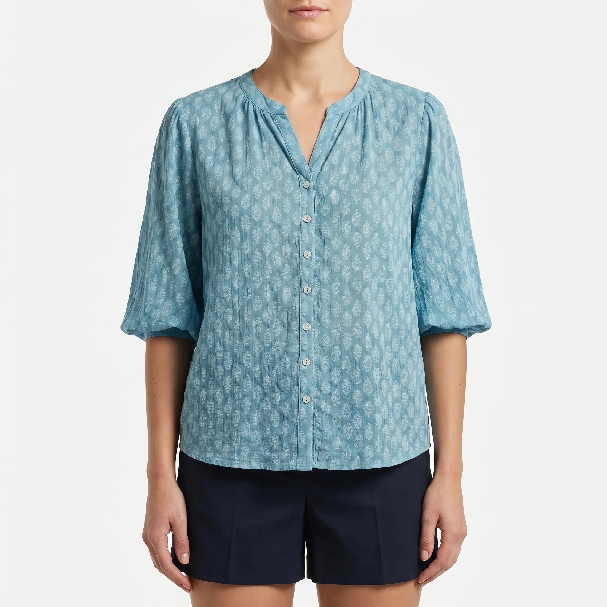 Printed Button Down Blouse