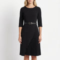 Belted Pleated Midi Dress