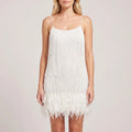 Fringe Mini Dress with Feather Trim