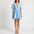 Puff Sleeve V-Neck Mini Dress