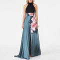 Floral Halter Maxi Dress with Slit