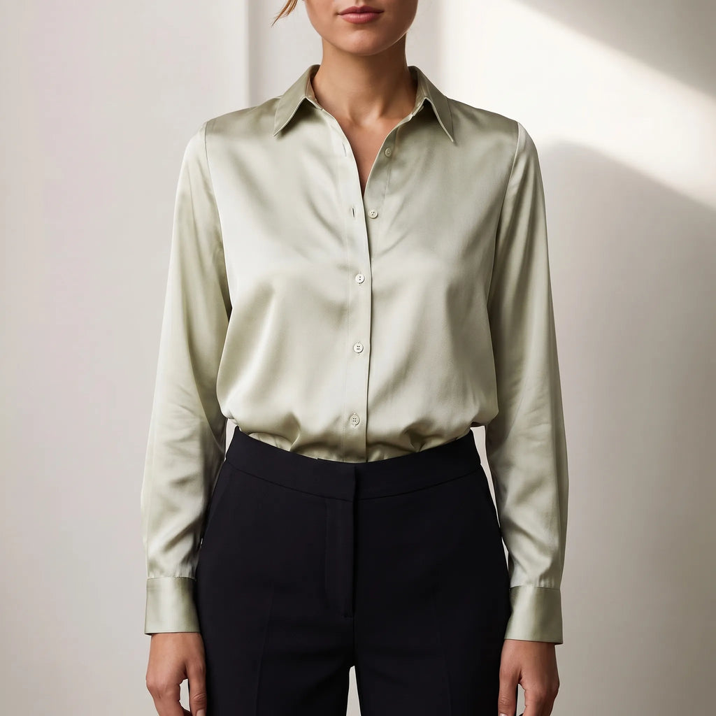 Satin Button Down Blouse