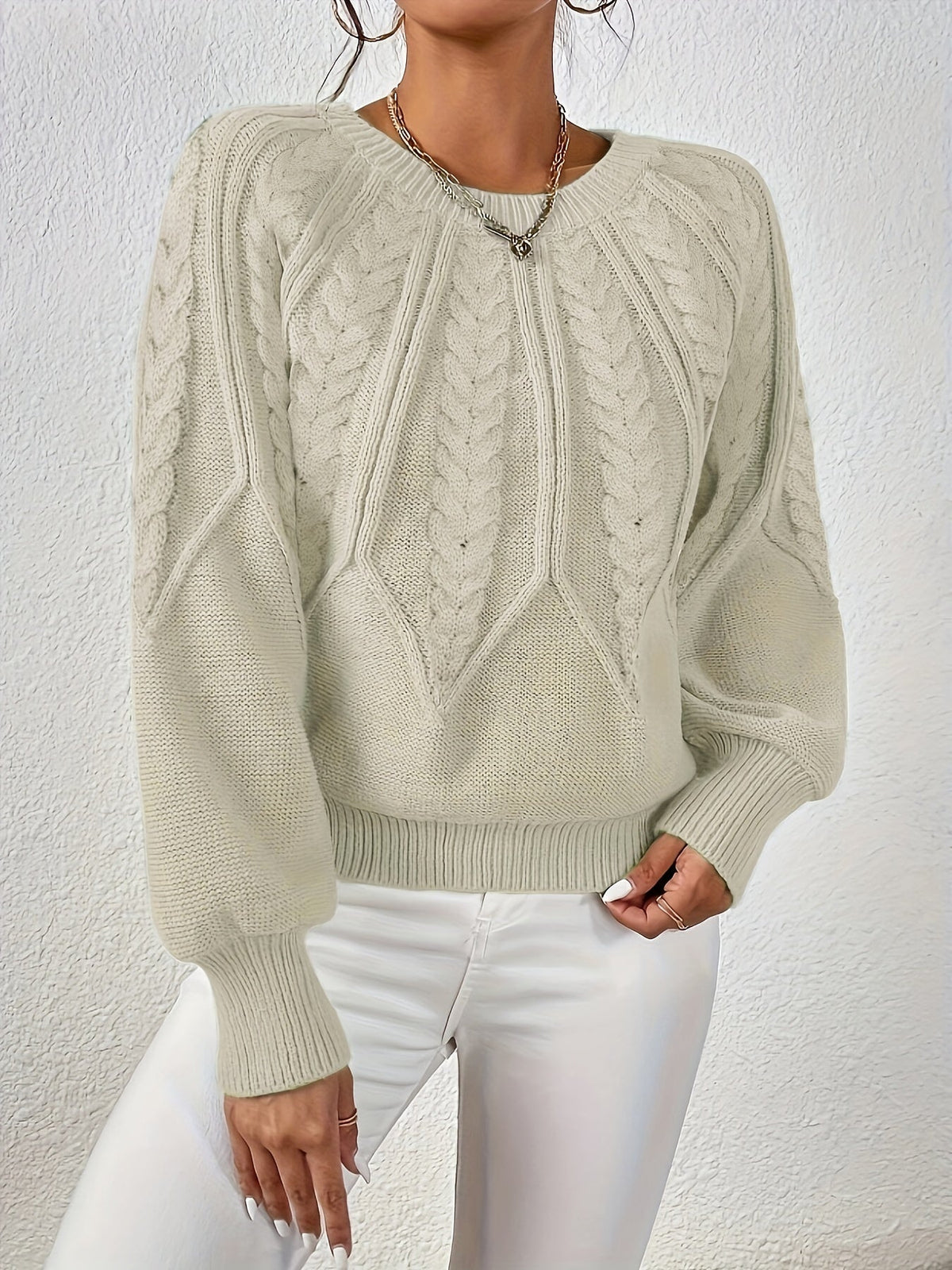 Women's Cable-Knit Lantern Sleeve Sweater
