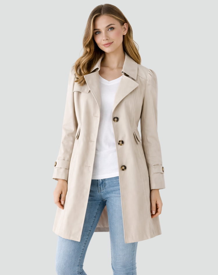 Women's Tailored Mid-Length Lapel Trench Coat