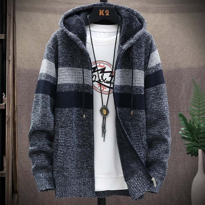 Men's Lightweight Longline Hooded Cardigan - Dark Gray
