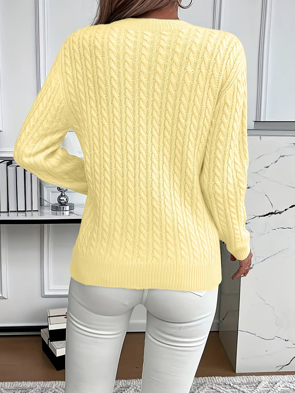 Women's Cable-Knit Relaxed Fit Sweater