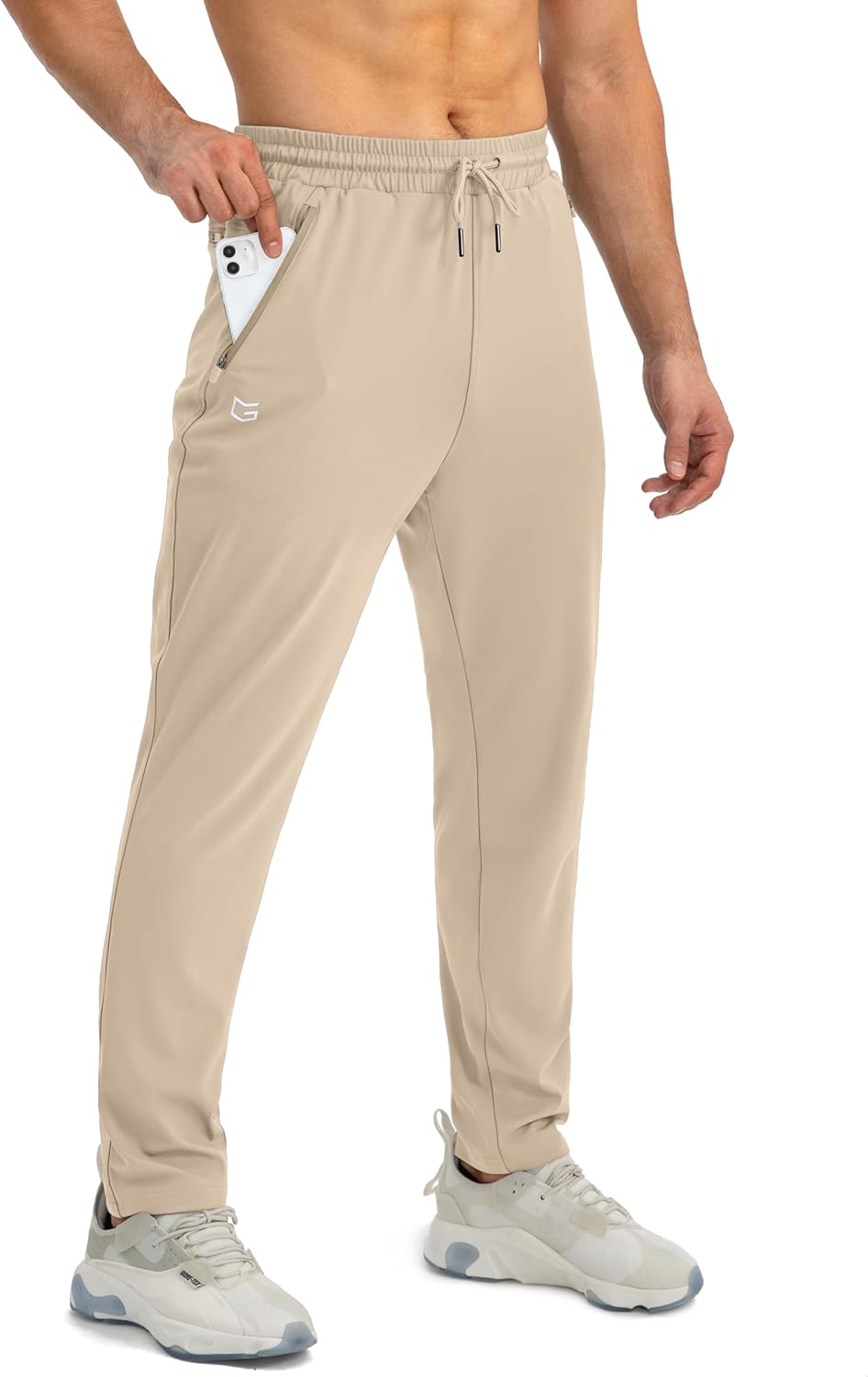 Men's Tapered Stretch Joggers - Beige
