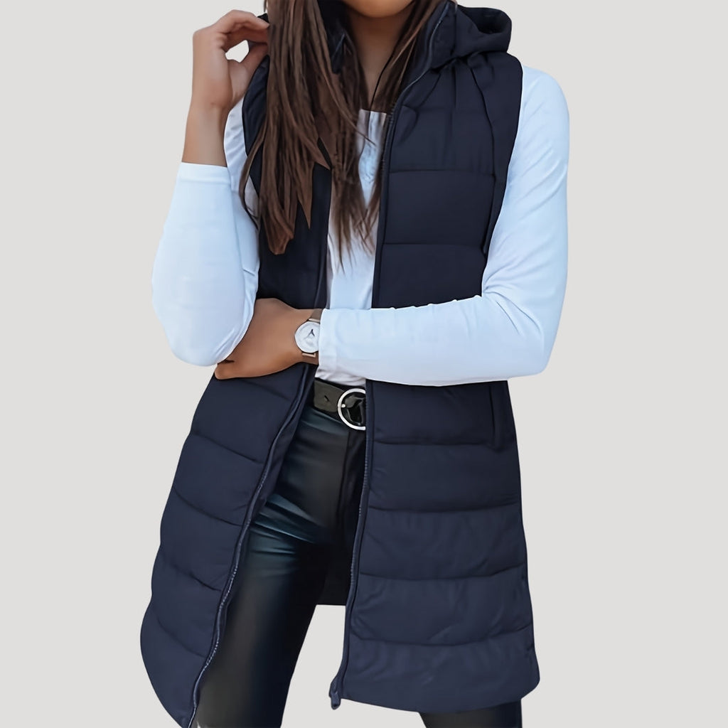 Women's Quilted Hooded Longline Vest