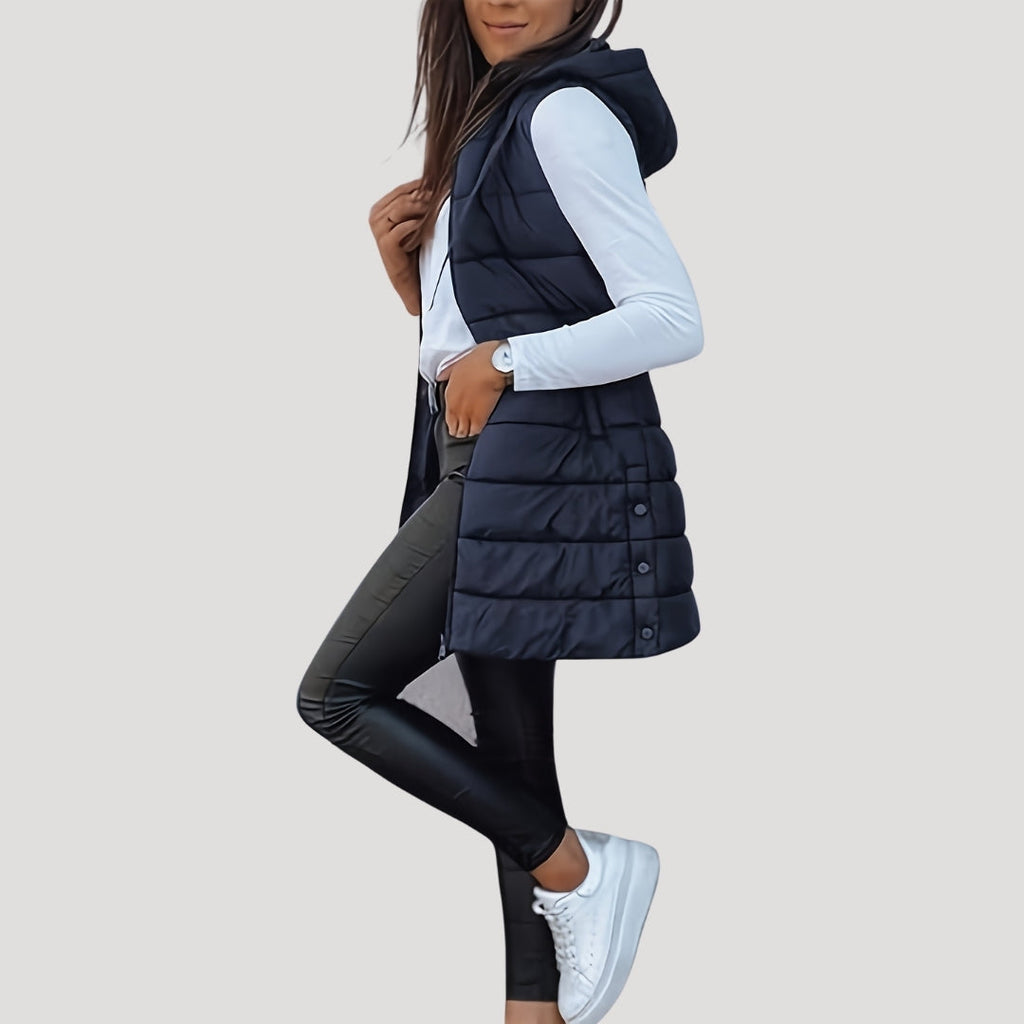 Women's Quilted Hooded Longline Vest