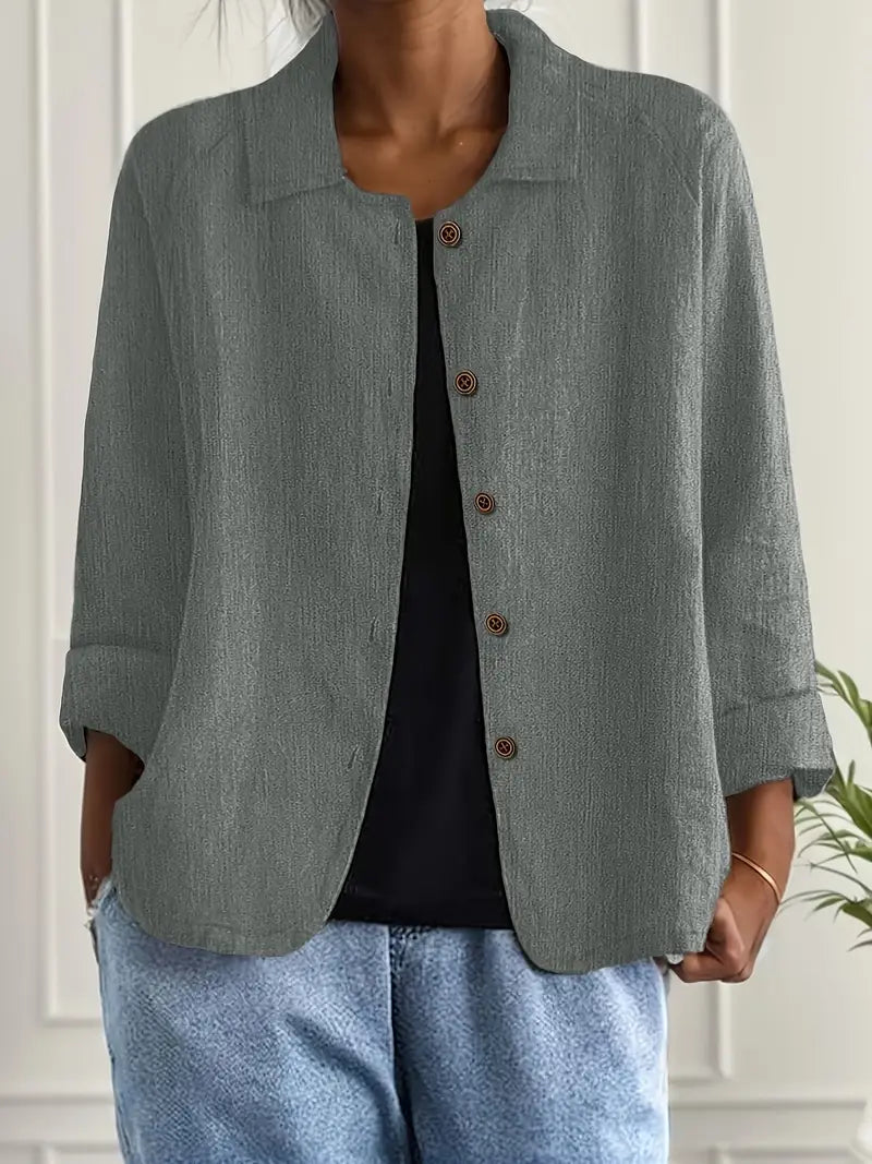 Women's Lightweight Button Front Jacket - Gray