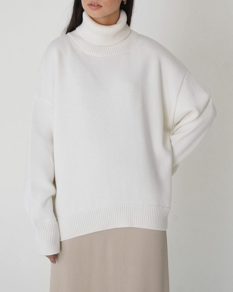 Women's Oversized Turtleneck Sweater Relaxed Winter Knit for Everyday Layering
