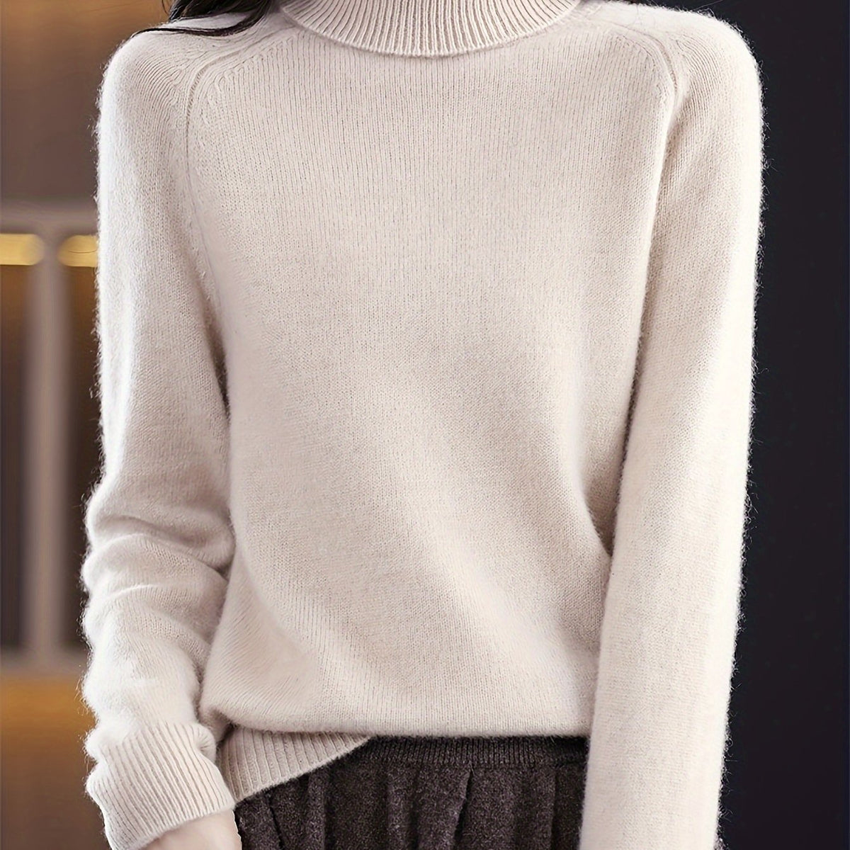 Women's Soft Knit Relaxed Fit Turtleneck Sweater