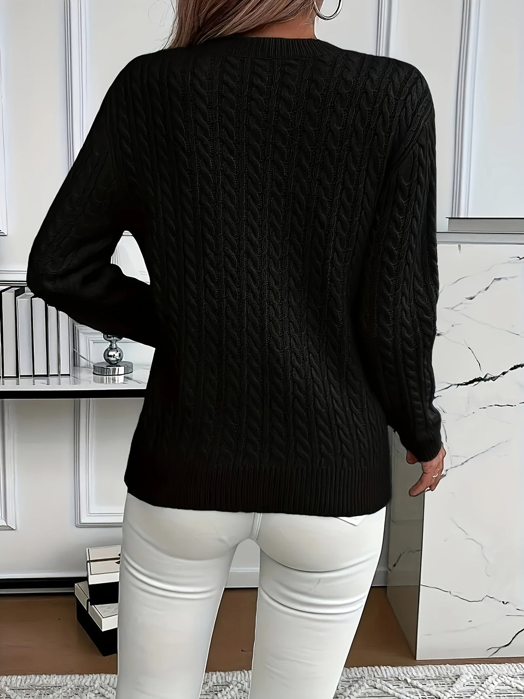Women's Cable-Knit Relaxed Fit Sweater
