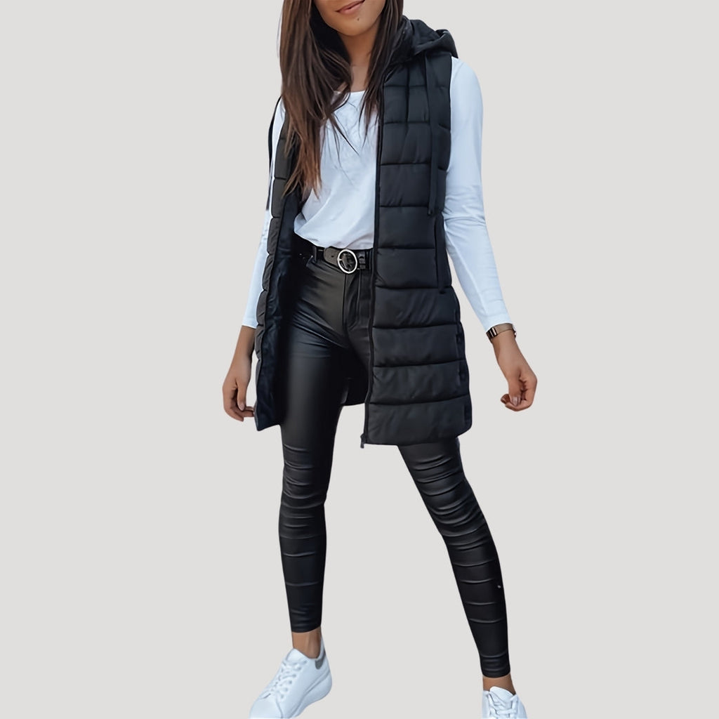 Women's Quilted Hooded Longline Vest