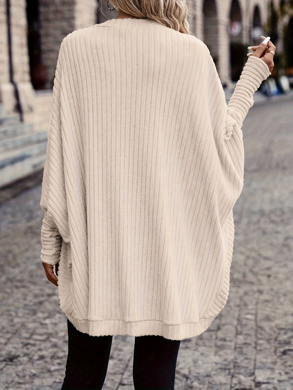 Women's Draped Open-Front Ribbed Cardigan