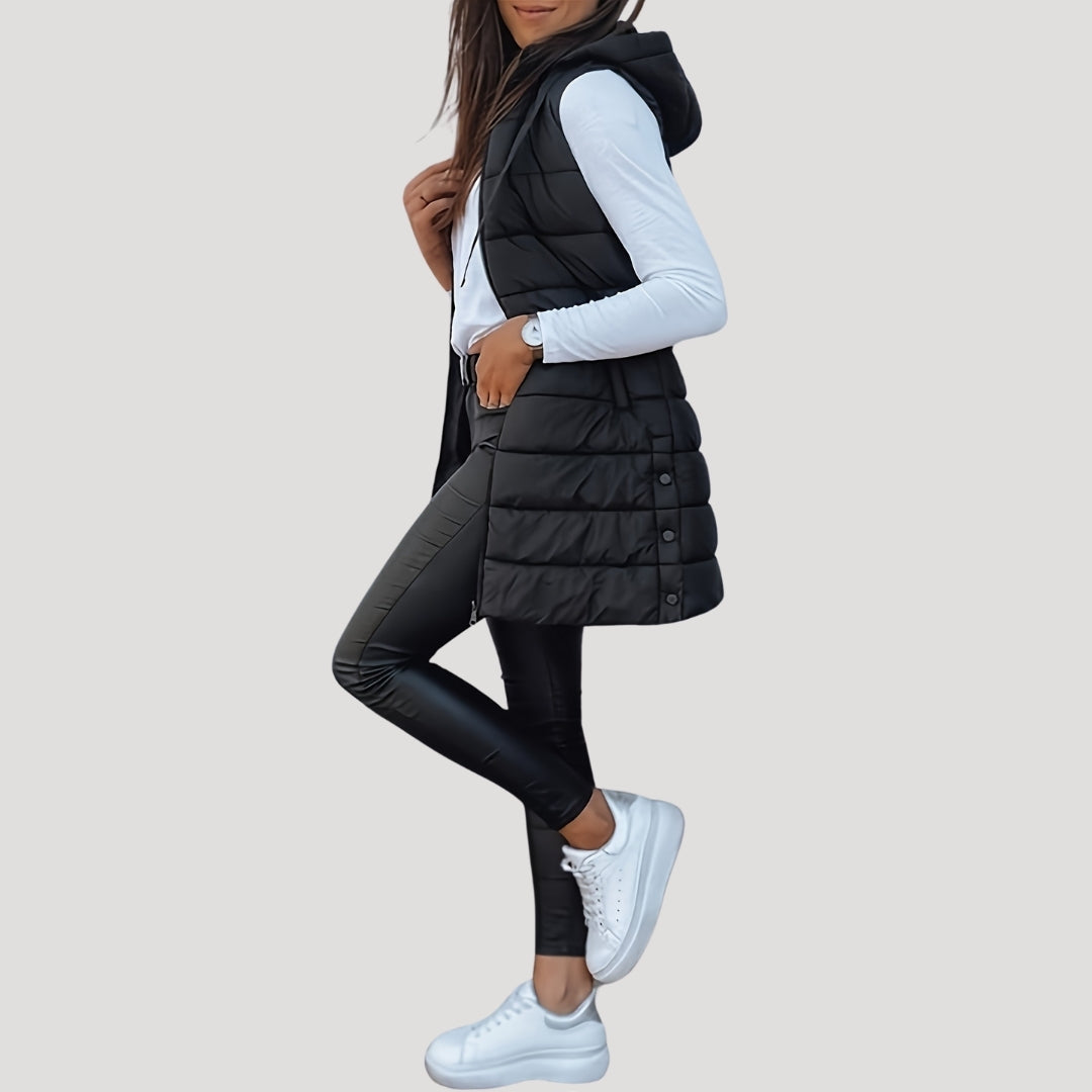 Women's Quilted Hooded Longline Vest