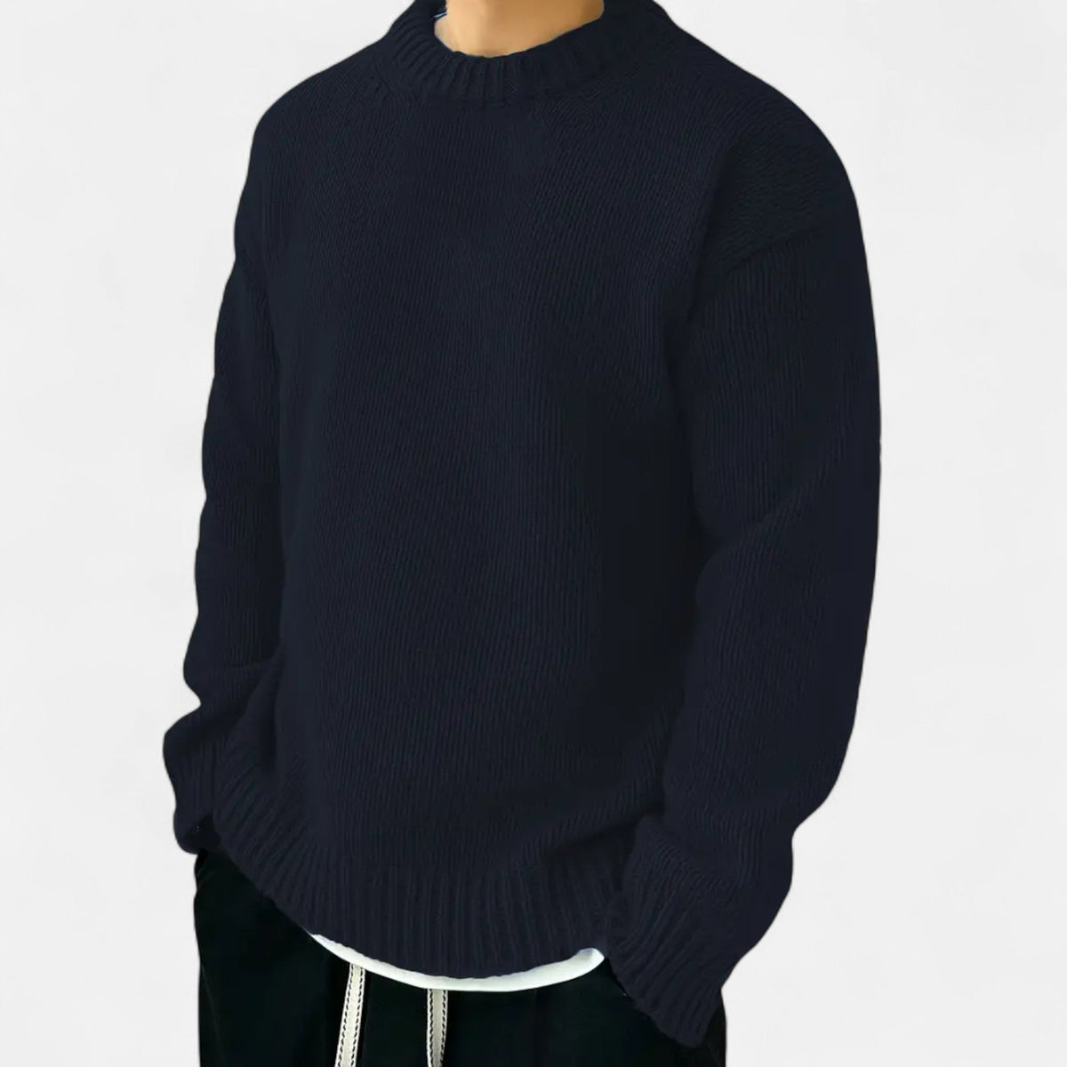 Men's Solid Crew Neck Knit Pullover