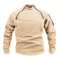 Women's Plush Mock Neck Zip Detail Pullover - Apricot