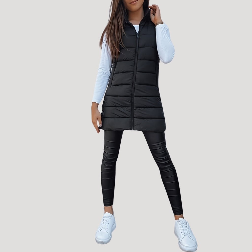 Women's Quilted Hooded Longline Vest