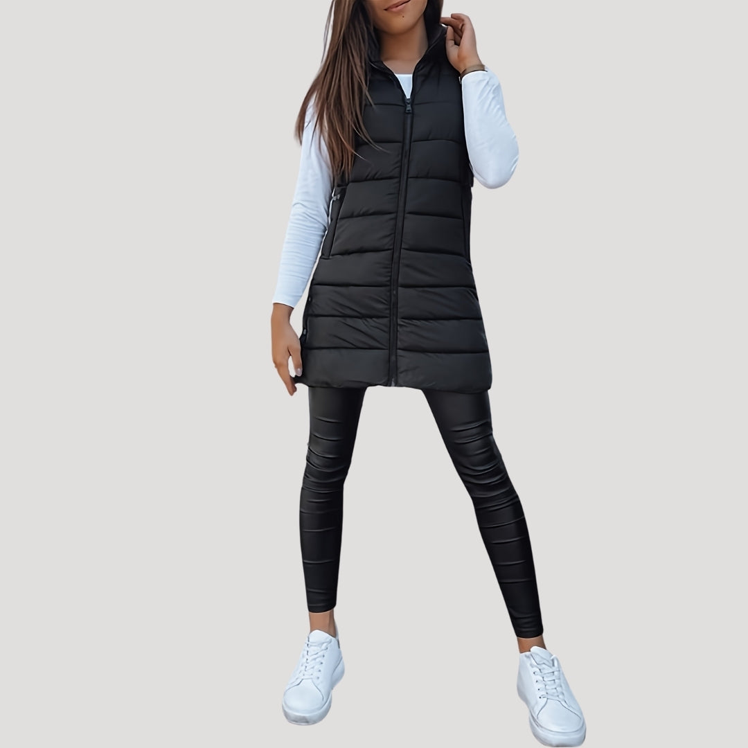 Women's Quilted Hooded Longline Vest