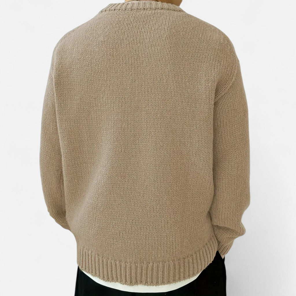 Men's Solid Crew Neck Knit Pullover