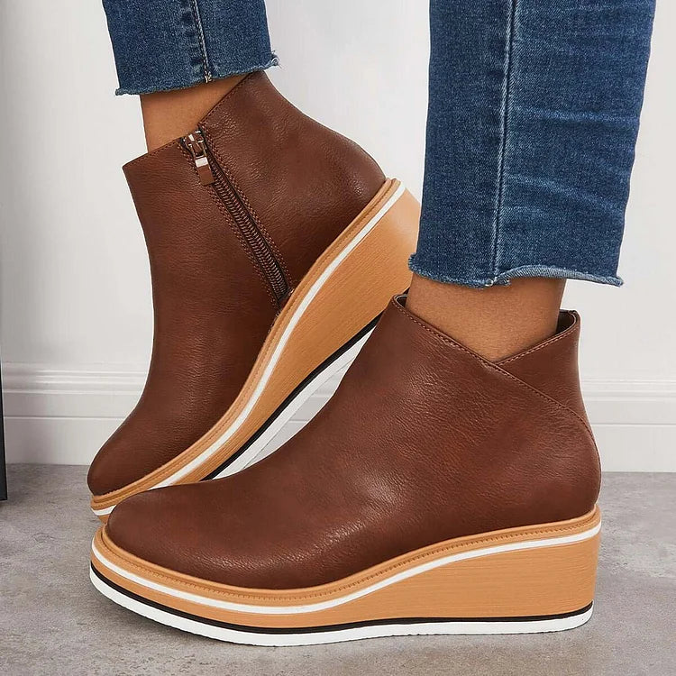 Women's Sleek Platform Side-Zip Ankle Boots