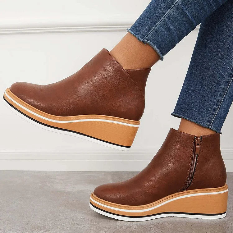 Women's Sleek Platform Side-Zip Ankle Boots